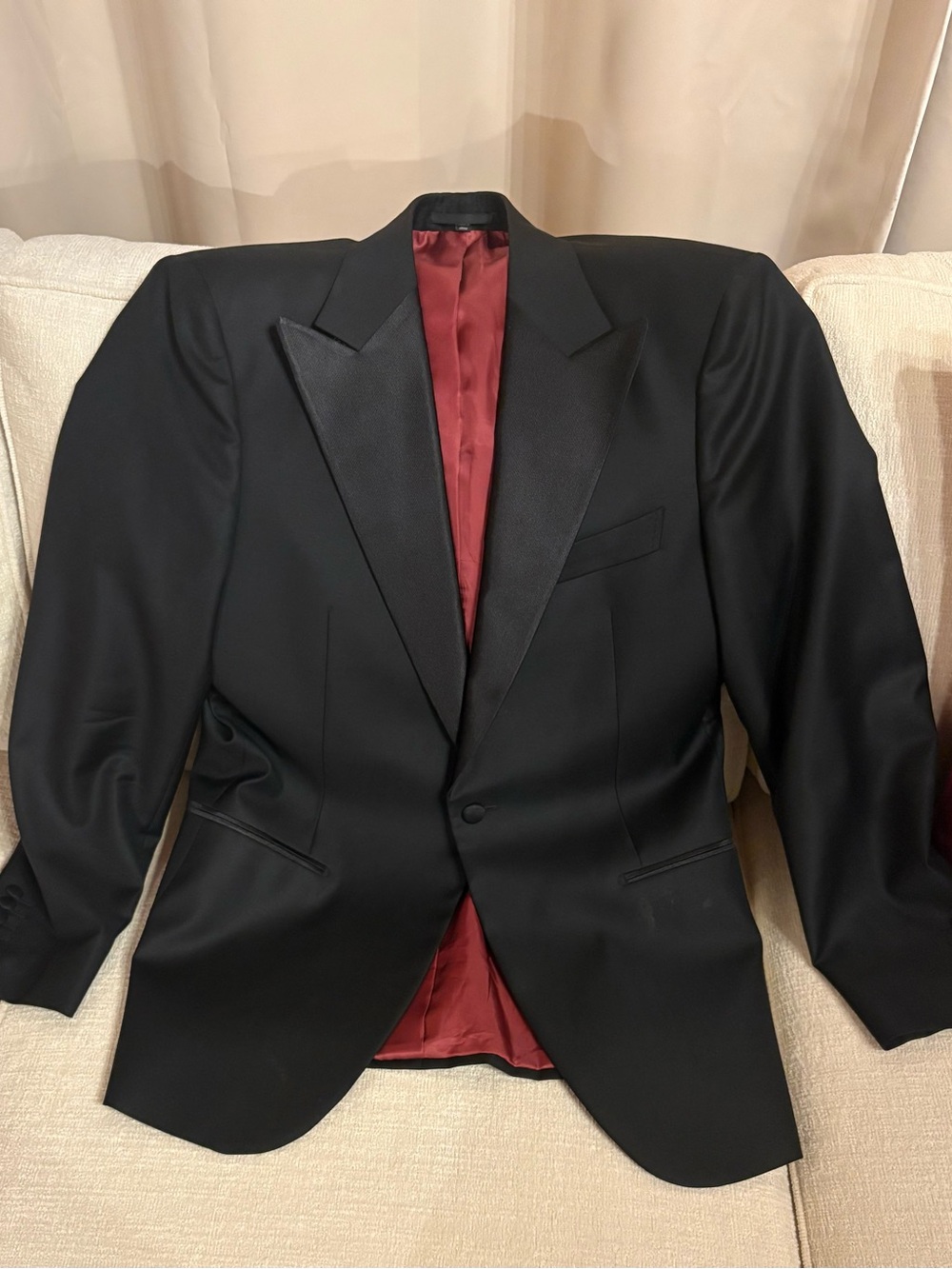 Suitsupply Black Tuxedo Jacket with Red Lining
